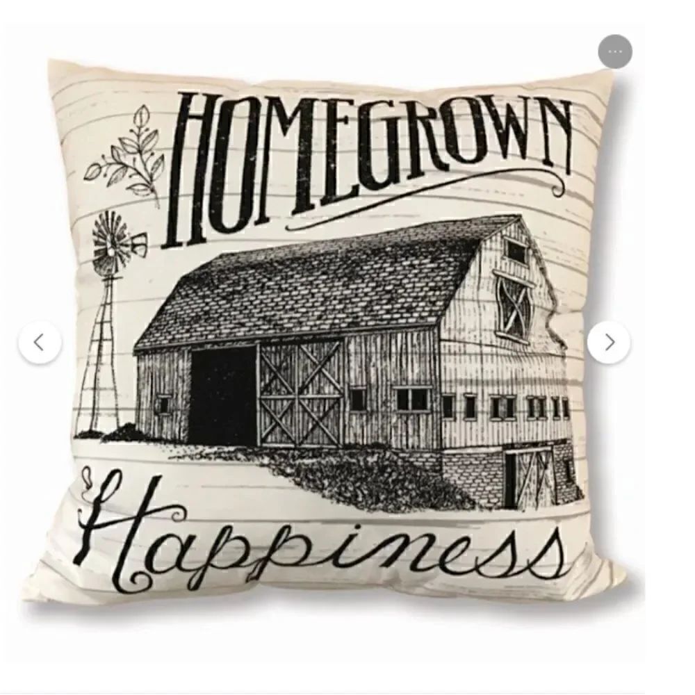 NEW! Homegrown Happiness Farmhouse Windmill Large 16x16 Throw Pillow Plaid